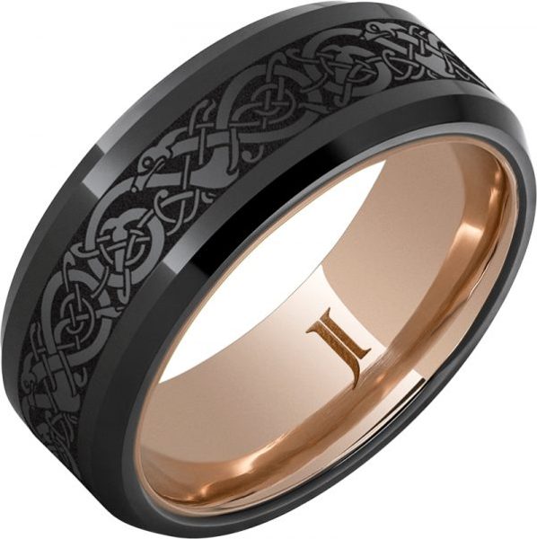 Jewelry Innovations The Viking – Hidden Gold ™ Black Diamond Ceramic™ Engraved Ring at Màti Jewelers Albuquerque
