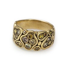Alex Sepkus R-86 — 18k gold and natural color diamond "Swirling Water" dome ring (10.6mm wide)