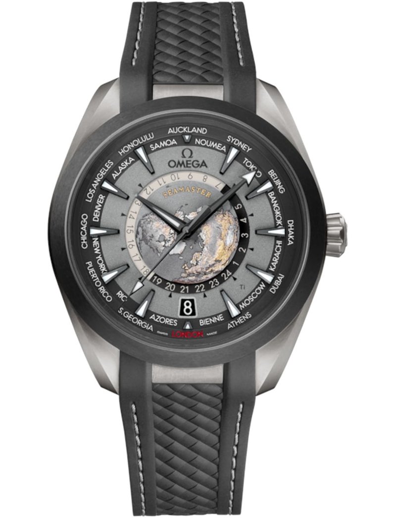 Omega Aqua Terra 150M Co-Axial Master Chronometer GMT Worldtimer 43mm 220.92.43.22.99.001 watch at Màti Jewelers Albuquerque