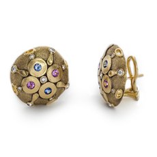 Alex Sepkus E-174S — 18k gold, sapphire and diamond "Spring Blossom" earrings (19-19.5mm)
