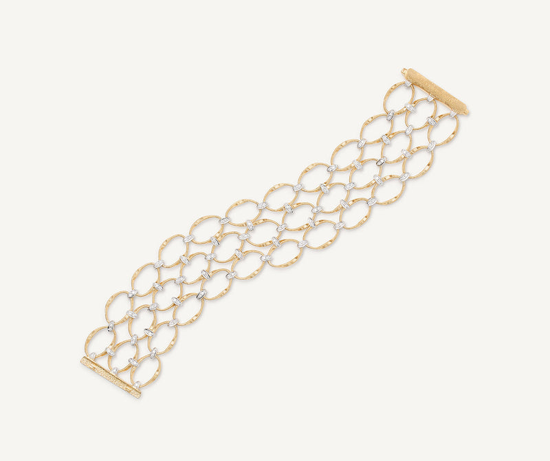 Marco Bicego 18K Yellow Gold and Diamond Flat Link 3-Strand Bracelet at Màti Jewelers Albuquerque