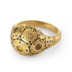 Alex Sepkus R-178DC — 18k gold and natural color diamond "Water Lillies" dome ring (13.2mm wide)