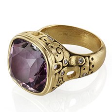 Alex Sepkus R-201MD — 18k gold, diamond and tourmaline "William Blake" ring (center stone 14.5x14.5mm)