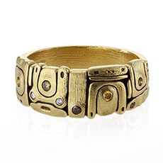 Alex Sepkus R-198DCA — 18k gold and natural color diamonds "Engine" ring (9.2mm wide) size 8 1/2-12 only