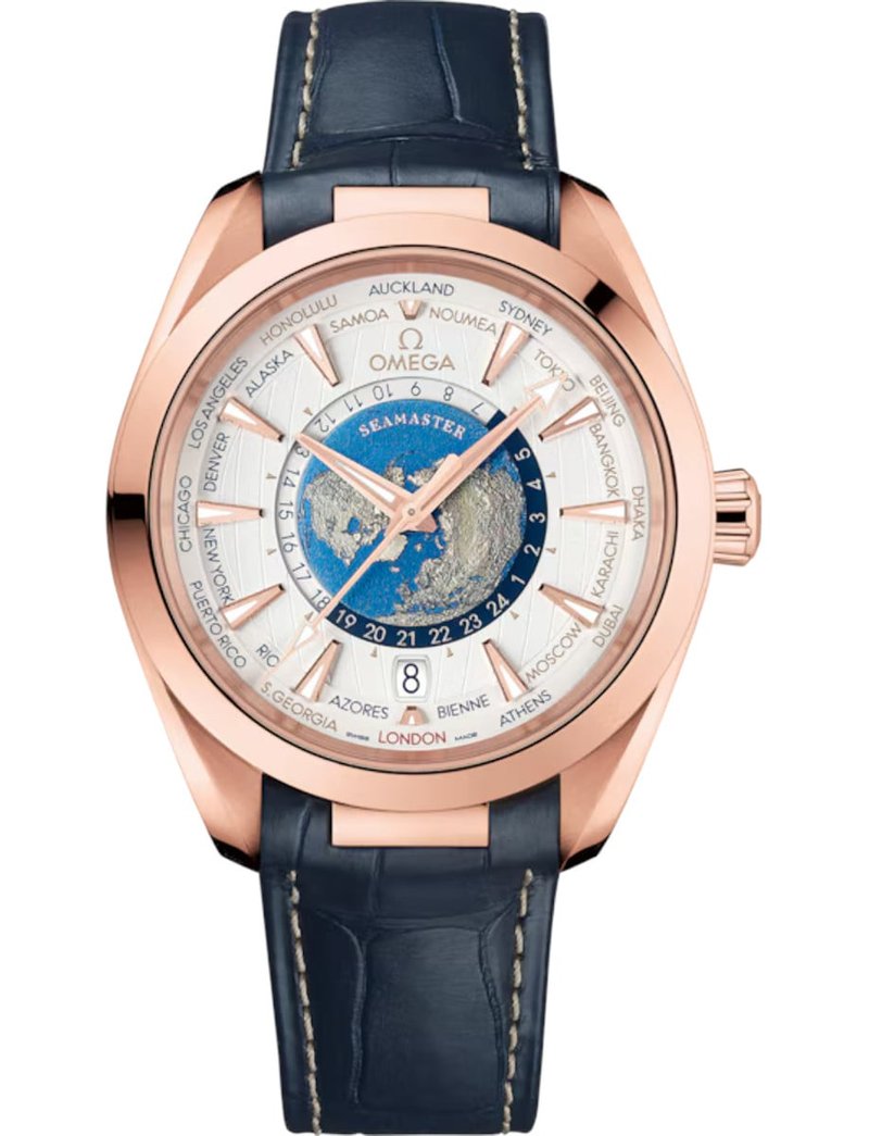 Omega Aqua Terra 150M Co‑Axial Master Chronometer GMT Worldtimer 220.53.43.22.02.001 watch at Màti Jewelers Albuquerque