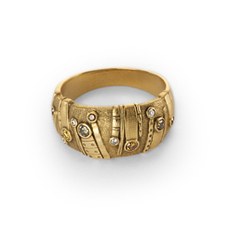 Alex Sepkus R-150DC — 18k gold and natural color diamond "Sea Grass" dome ring (9.7mm wide)