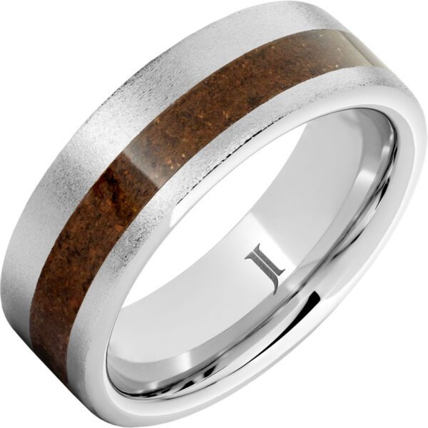 Jewelry Innovations Serinium® Ring with Crimson Fossil Dinosaur Bone Inlay at Màti Jewelers Albuquerque