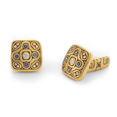 Alex Sepkus C-31S — 18k gold, sapphire and diamond "Celtic Spring" cuffllinks (15x15.5mm)