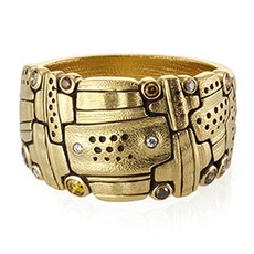 Alex Sepkus R-199DC — 18k gold and natural color diamond "Hill of Crosses" dome ring (13mm wide)