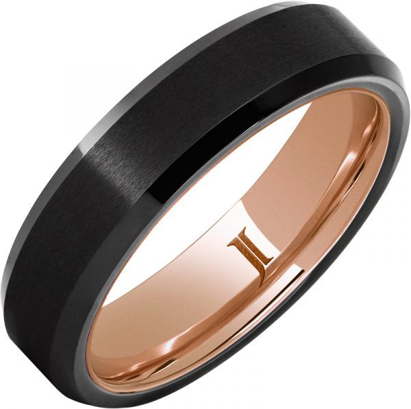 Jewelry Innovations Hidden Gold™ Black Diamond Ceramic™ Ring with Satin Finish at Màti Jewelers Albuquerque