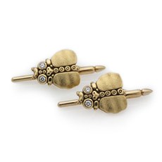 Alex Sepkus C-24 — 18k gold and diamond "Thoughtful Beetle" tuxedo studs - set of four (11.5x14mm)