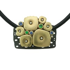 Alex Sepkus M-27S — 18k gold, silver, sapphire and diamond "Orchard" pendant