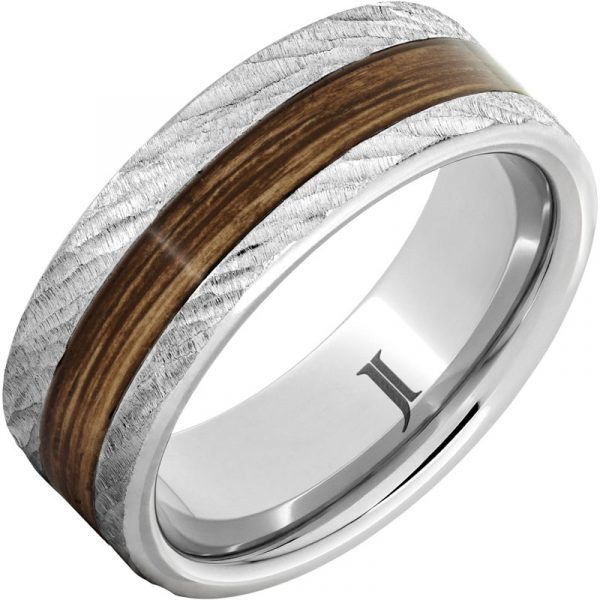 Jewelry Innovations Barrel Aged™ Serinium® Ring with Bourbon Wood Inlay and Bark Finish at Màti Jewelers Albuquerque