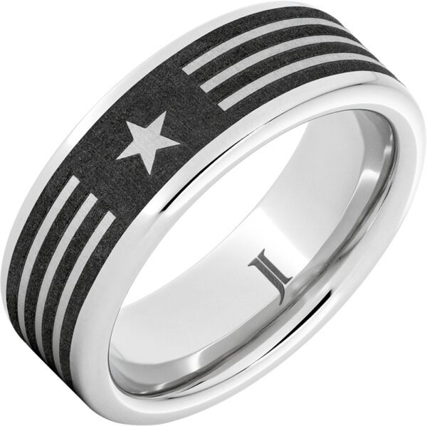 Stars and Stripes – Serinium® Men’s Ring with American Flag Engraving, style RMSA005914