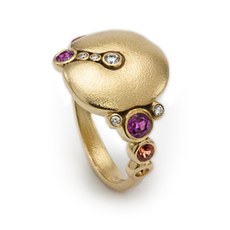 Alex Sepkus R-112S — 18k gold, sapphire and diamond "Apple" dome ring (14.3mm wide)