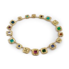 Alex Sepkus N-33 — 18k gold, colored stone and diamond "Square Characters" necklace
