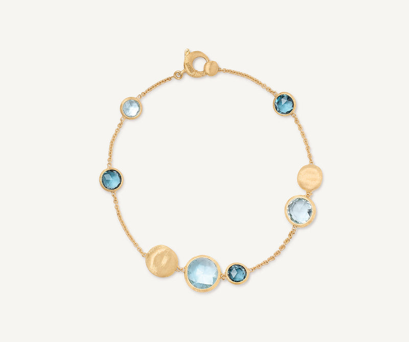 18K Yellow Gold Blue Topaz Bracelet, 7.25"