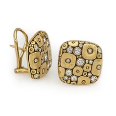 Alex Sepkus E-115D — 18k gold and diamond "Soft Mosaic" earrings (16x16mm)