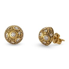Alex Sepkus E-29D — 18k gold and diamond "Half Dome" stud earrings (9mm round)