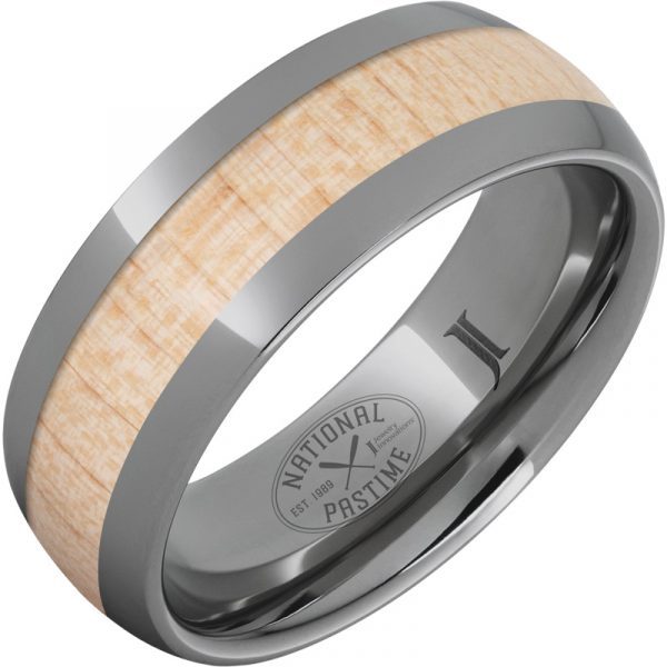 Jewelry Innovations National Pastime Collection™ Rugged Tungsten™ Ring with Vintage Maple Baseball Bat Wood Inlay at Màti Jewelers Albuquerque
