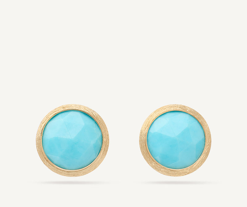 Marco Bicego 18K Yellow Gold Turquoise Stud Earrings, 0.37" at Màti Jewelers Albuquerque