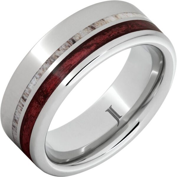 Jewelry Innovations Barrel Aged™ Serinium® Ring with Cabernet Wood and Antler Inlays at Màti Jewelers Albuquerque