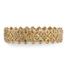 Alex Sepkus B-51SDC — 18k gold, sapphire and natural color diamond "Flora" flexible bracelet (15mm wide)