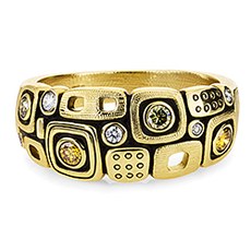 Alex Sepkus R-214DC — 18k gold and natural color diamond "Little Windows" dome ring