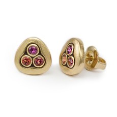 Alex Sepkus E-75S — 18k gold and sapphire "Swirling Water" stud earrings (8.5x8.5mm)