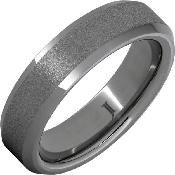 Jewelry Innovations Rugged Tungsten™ Beveled Edge Ring with Stone Finish at Màti Jewelers Albuquerque