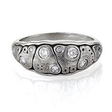 Alex Sepkus R-203PD — Platinum and diamond "Anna" dome ring (7.75mm)