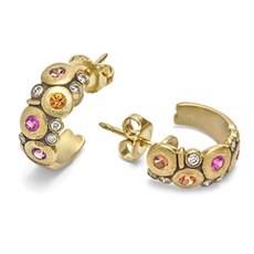 Alex Sepkus E-122S — 18k gold, sapphire and diamond "Candy" earrings (6.5x15mm)