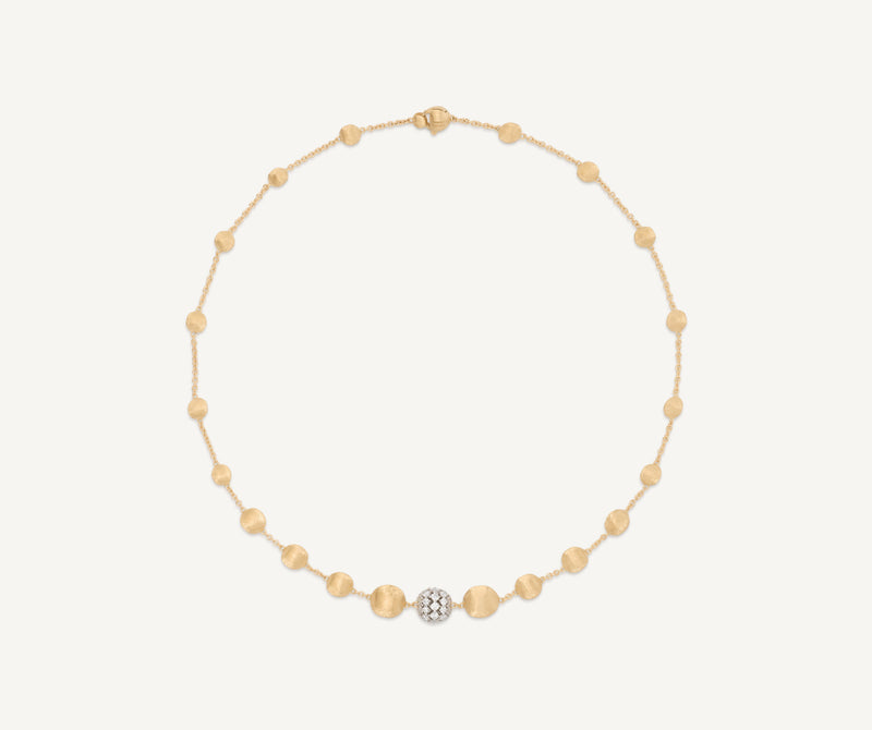 Marco Bicego 18K Yellow Gold Bead Necklace with Diamonds, 17.25" at Màti Jewelers Albuquerque