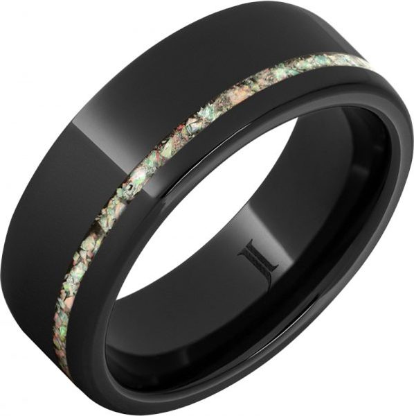 Jewelry Innovations Black Diamond Ceramic™ Ring with Opal Inlay at Màti Jewelers Albuquerque