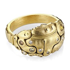 Alex Sepkus R-204DC — 18k gold and natural color diamond "A Midsummer Night's Dream" dome ring (12.5mm wide)