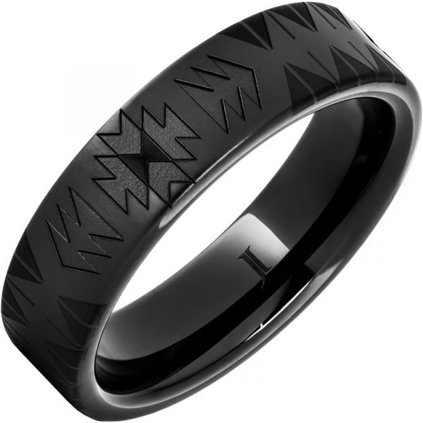 Navajo Blanket Pattern Black Diamond Ceramic™ Ring, style RMCA007362