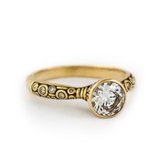 Alex Sepkus R-127 — 18k gold and diamond "Martini" ring (round center stone 6-6.5mm)