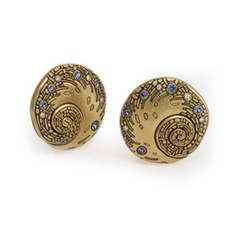 Alex Sepkus E-7 — 18K gold, sapphire and diamond "Whirlpool" earrings (26mm diameter)