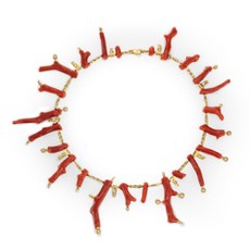 Alex Sepkus N-42-1 — 18k gold and diamond red coral necklace (price on request)