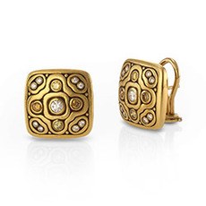Alex Sepkus E-183DC — 18k gold and natural color diamond cushion earrings (14x14mm)