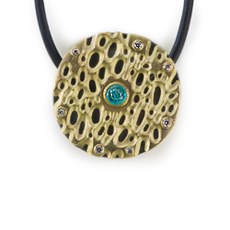 Alex Sepkus M-25 — 18k gold, silver, diamond and tourmaline "Falling Rain" pendant (25mm diameter)