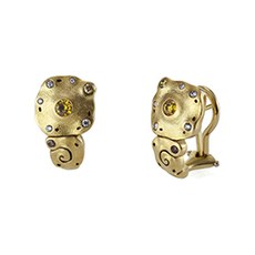 Alex Sepkus E-200DC — 18k gold and natural color diamond earrings (10.5x18.5mm)