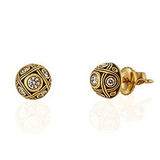 Alex Sepkus E-40 — 18k gold and diamond "Half Dome" stud earrings (6mm round)