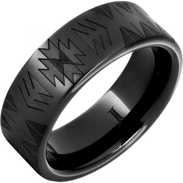 Navajo Blanket Pattern Black Diamond Ceramic™ Ring, style RMCA007079
