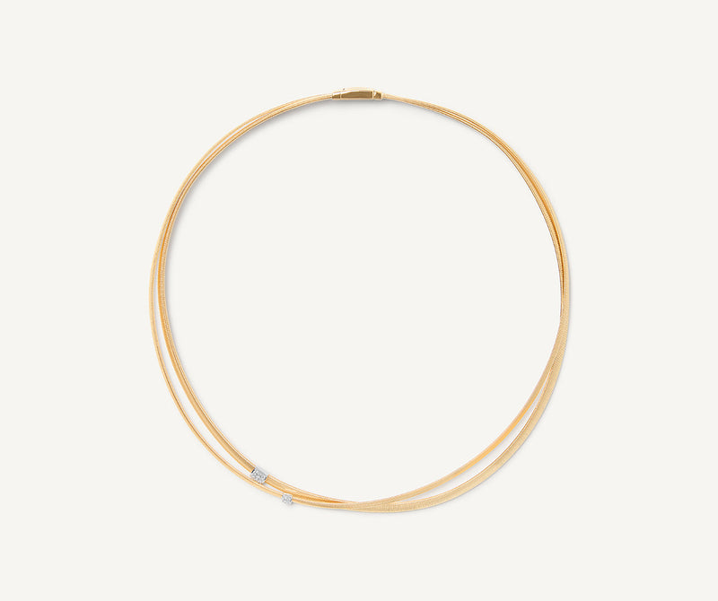Marco Bicego 18K Yellow Gold Two Strand Coil Necklace with Diamonds, 16.5" at Màti Jewelers Albuquerque