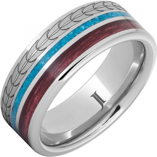 Jewelry Innovations Barrel Aged™ Serinium® Ring with Cabernet and Turquoise Inlays at Màti Jewelers Albuquerque