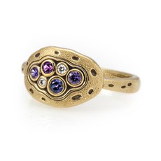 Alex Sepkus R-140S — 18k gold, sapphire and diamond "Little Pool" dome ring (9.6mm wide)