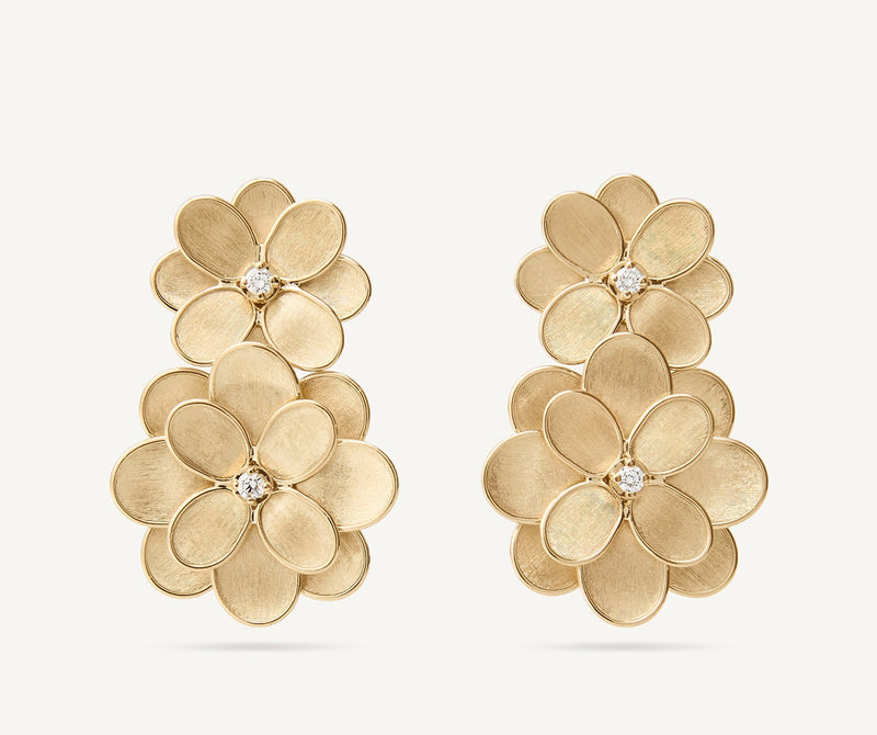 Marco Bicego 18K Yellow Gold Flower Earrings with Diamonds, 1.82" at Màti Jewelers Albuquerque