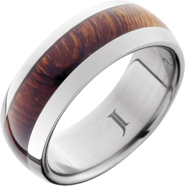 Titanium Ring with Desert Iron Wood Inlay, style RMTA001106