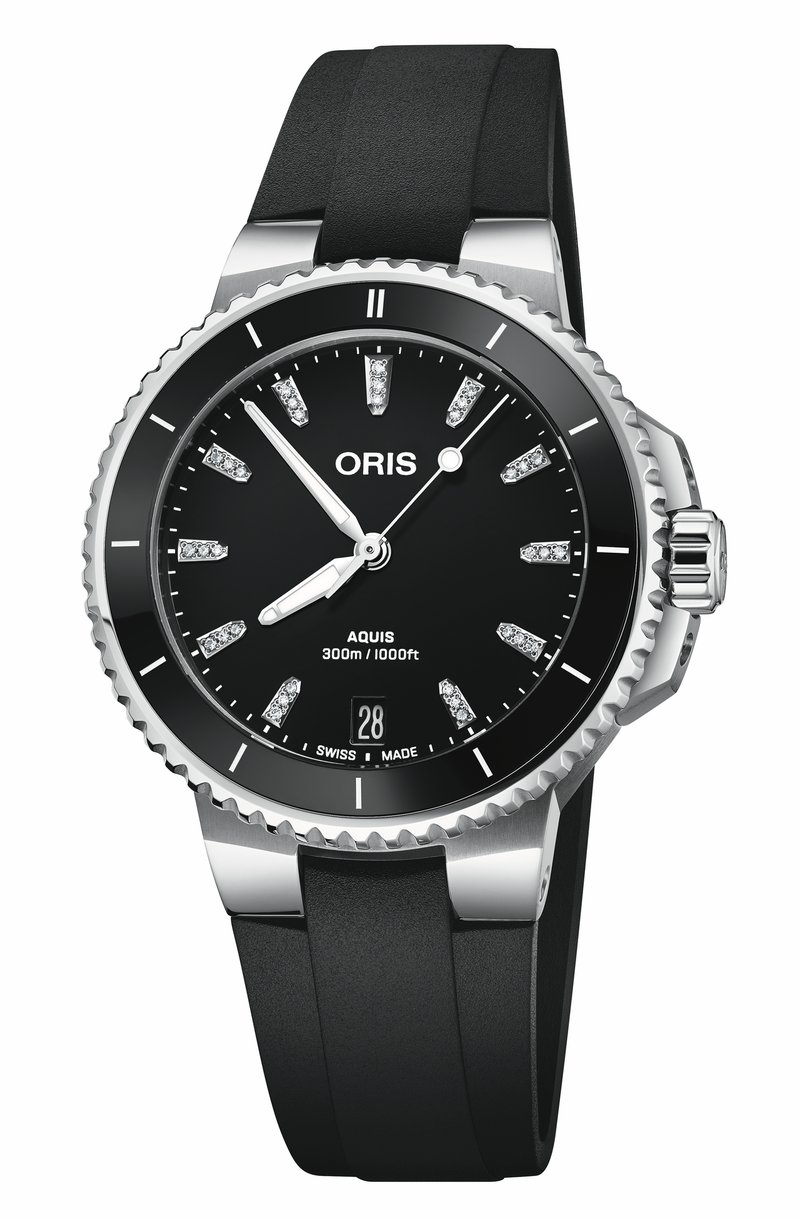 Oris Aquis Date Diamonds 01 733 7792 4194-07 4 19 64FC watch at Màti Jewelers Albuquerque